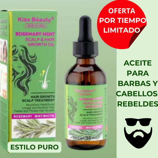 Aceite de Romero para Barba y cabello con Biotina (30 ml)
